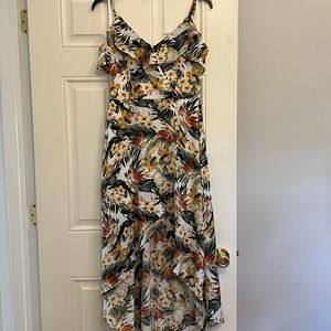 Tropical Printed High Low Dress